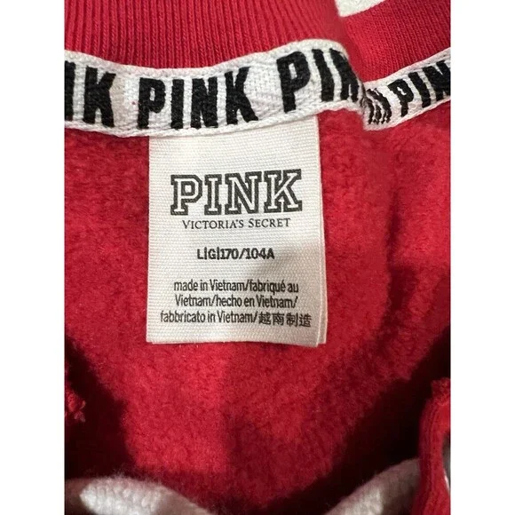 PINK by Victoria’s Secret Red Lace Up Sweatshirt Top Snowflakes Ski Winter Large - Picture 6 of 7